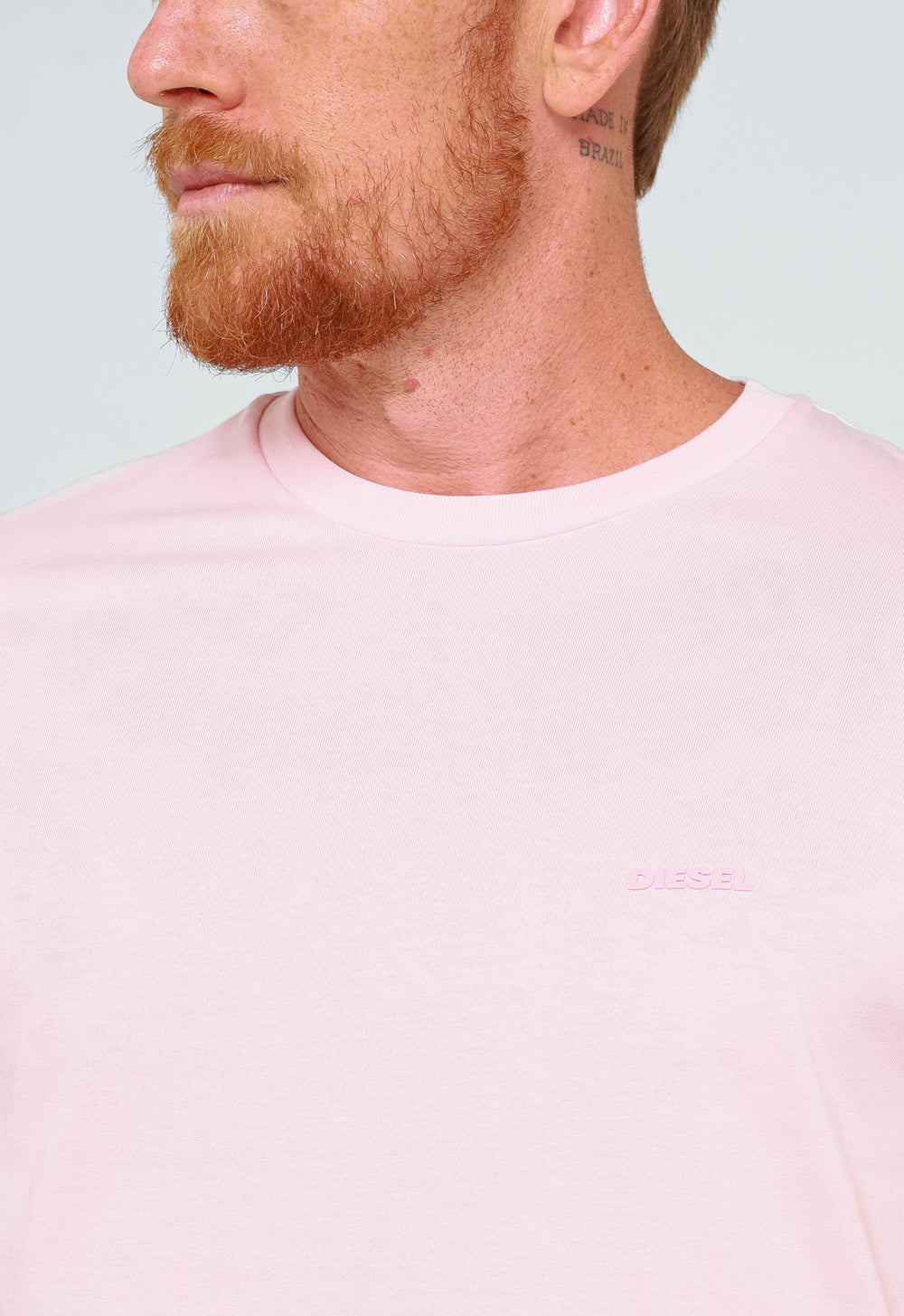 Camiseta Diesel Slim Logo Peito Rosa- Sale - Henri Store