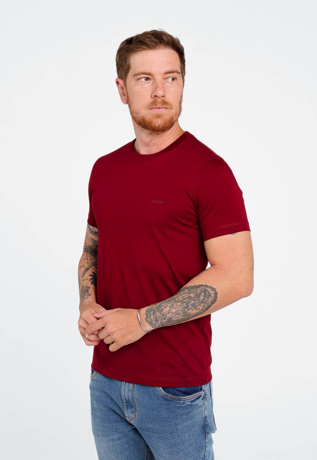 Camiseta Diesel Slim Logo Peito Vinho - Sale - Henri Store