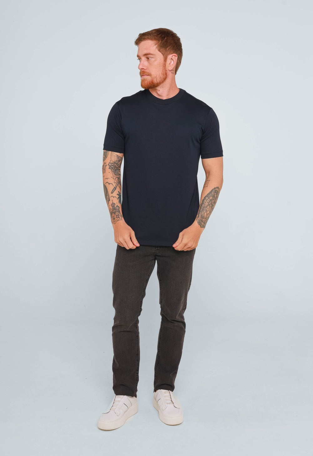 Camiseta Dom Henrico Pima Interloque Gola Cruzada Frontal - Henri Store