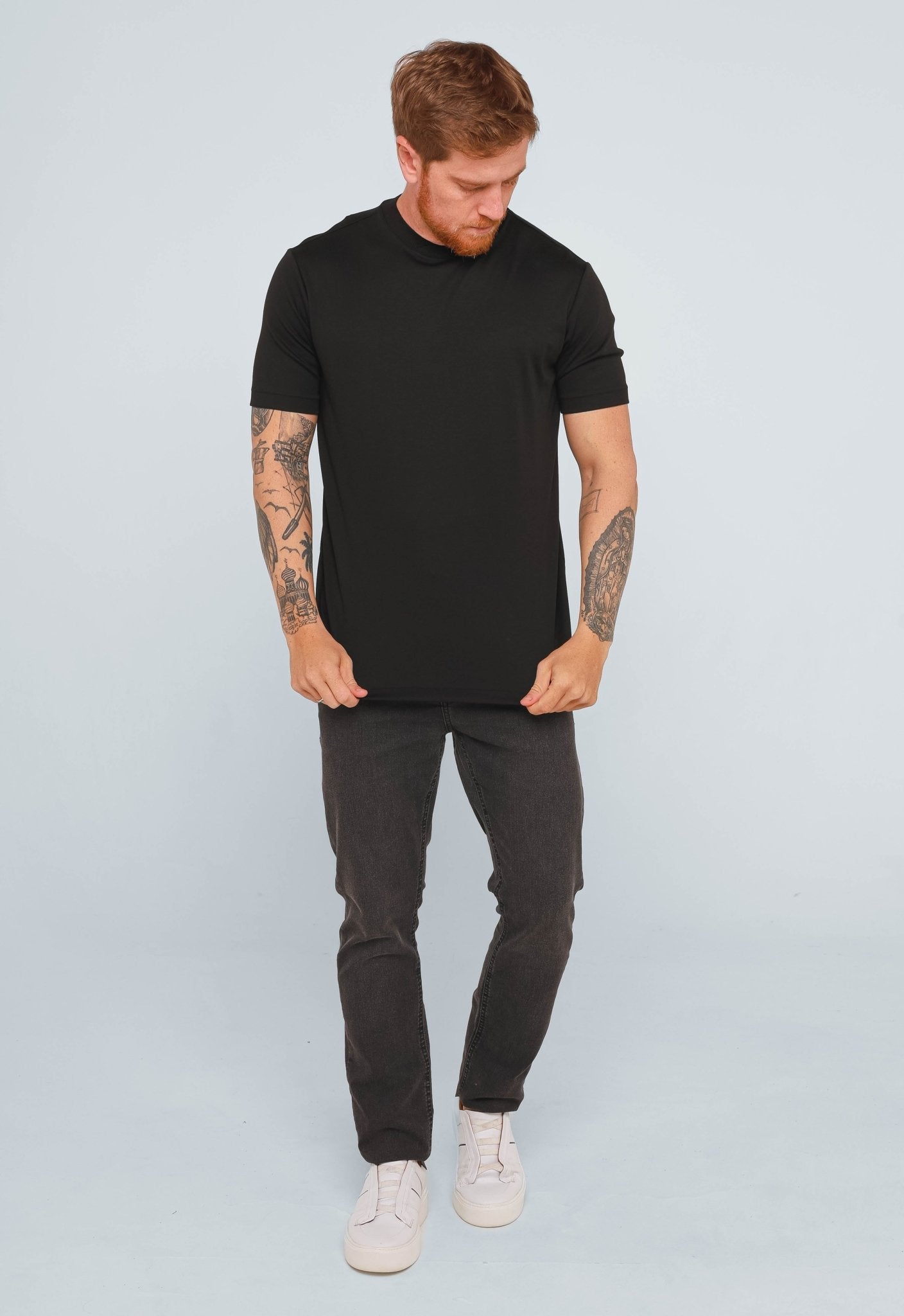 Camiseta Dom Henrico Pima Interloque Gola Cruzada Frontal - Henri Store