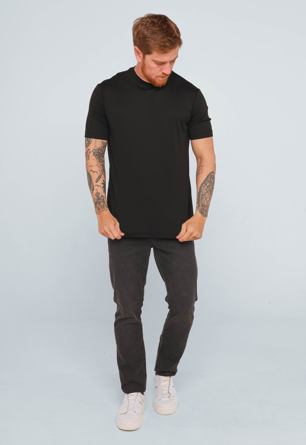Camiseta Dom Henrico Pima Interloque Gola Cruzada Frontal - Henri Store