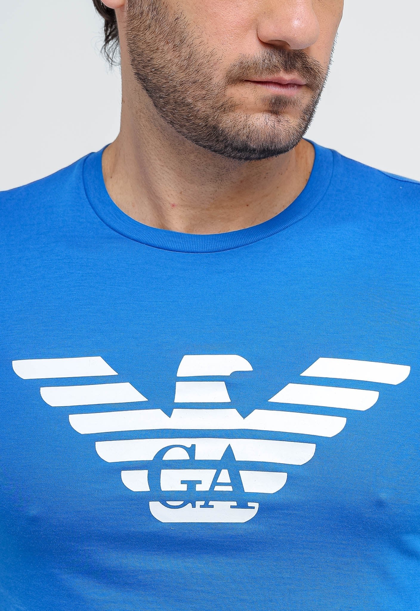 Camiseta Emporio Armani Logo Peito Azul - Henri Store