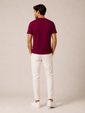 Camiseta Lacoste Gola V Listrada Vinho C/ Marinho - LIVE - Henri Store