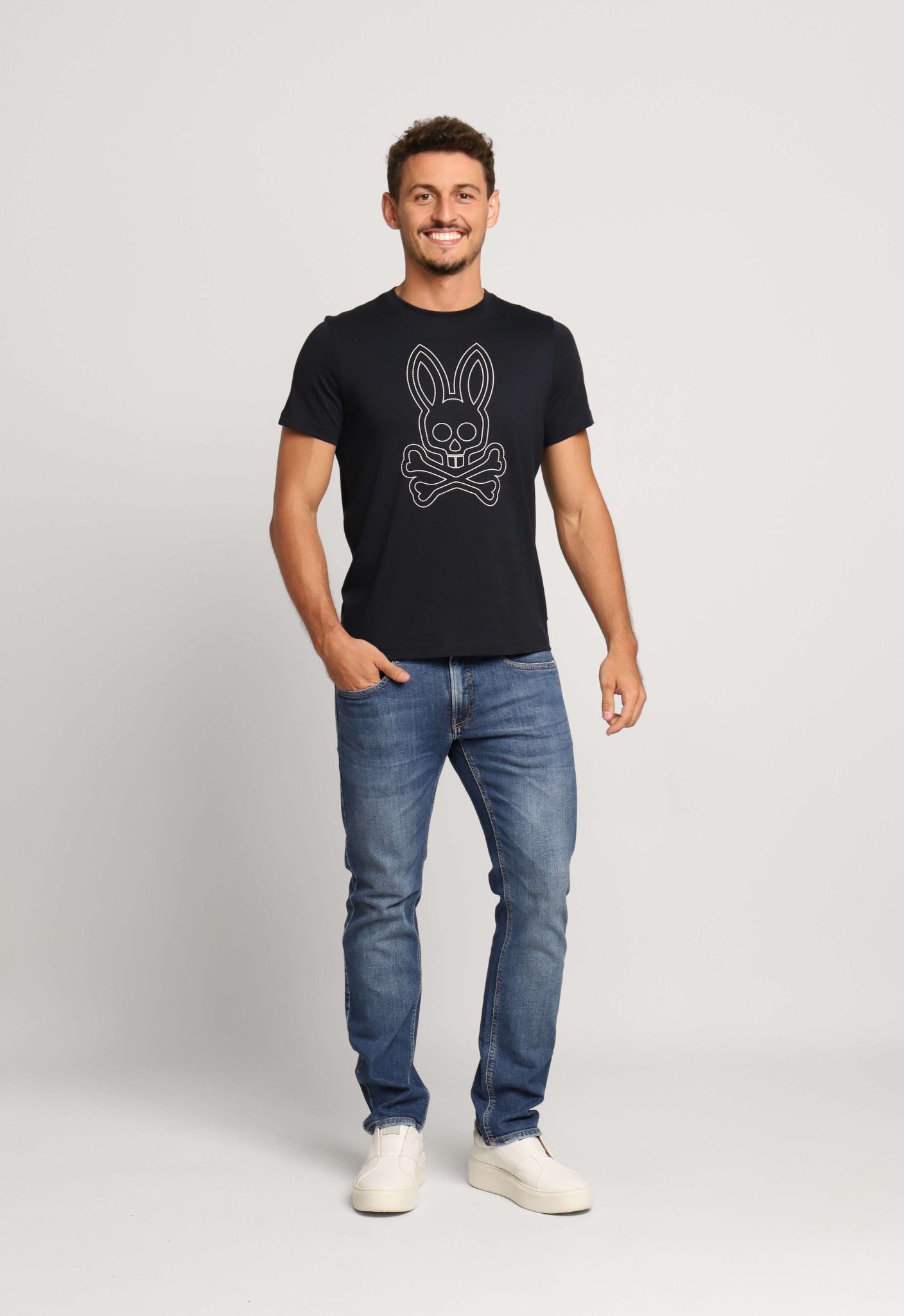 Camiseta Psycho Bunny Pima Logo Central Preto - Henri Store