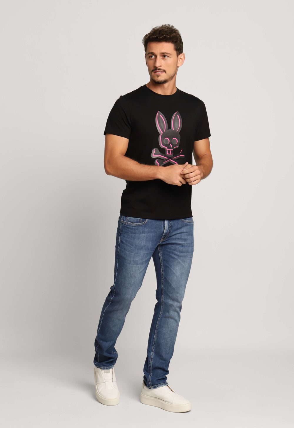 Camiseta Psycho Bunny Pima Logo Central Preto - Henri Store