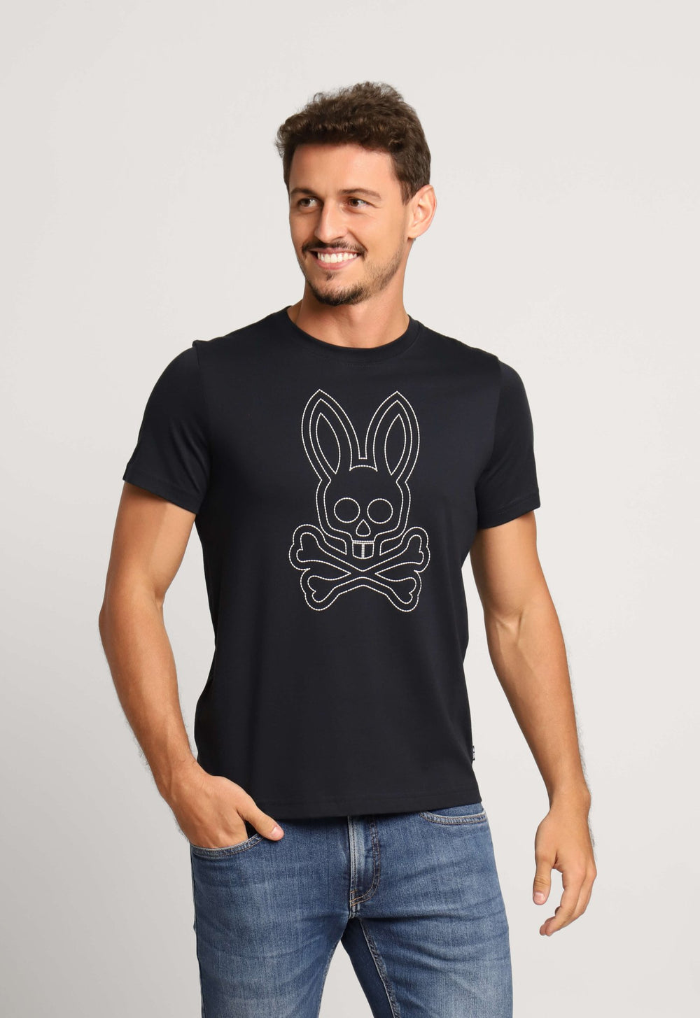 Camiseta Psycho Bunny Pima Logo Central Preto - Henri Store