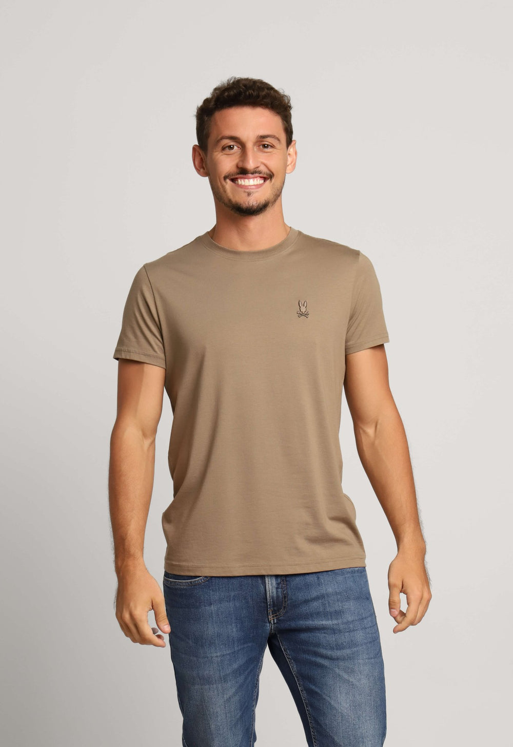 Camiseta Psycho Bunny Pima Logo Peito Cáqui - Henri Store