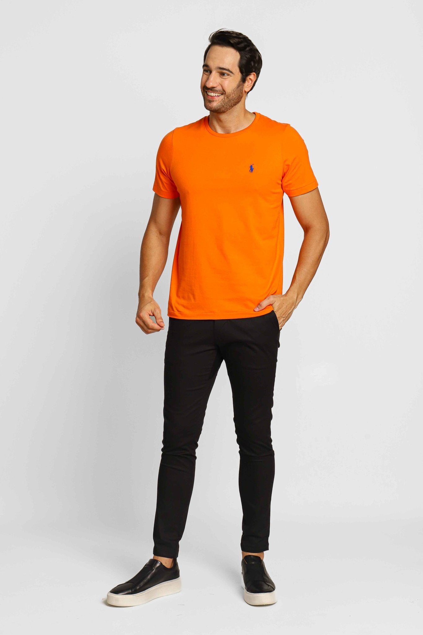 Camiseta Ralph Lauren Laranja Ponei Marinho - LIVE - Henri Store