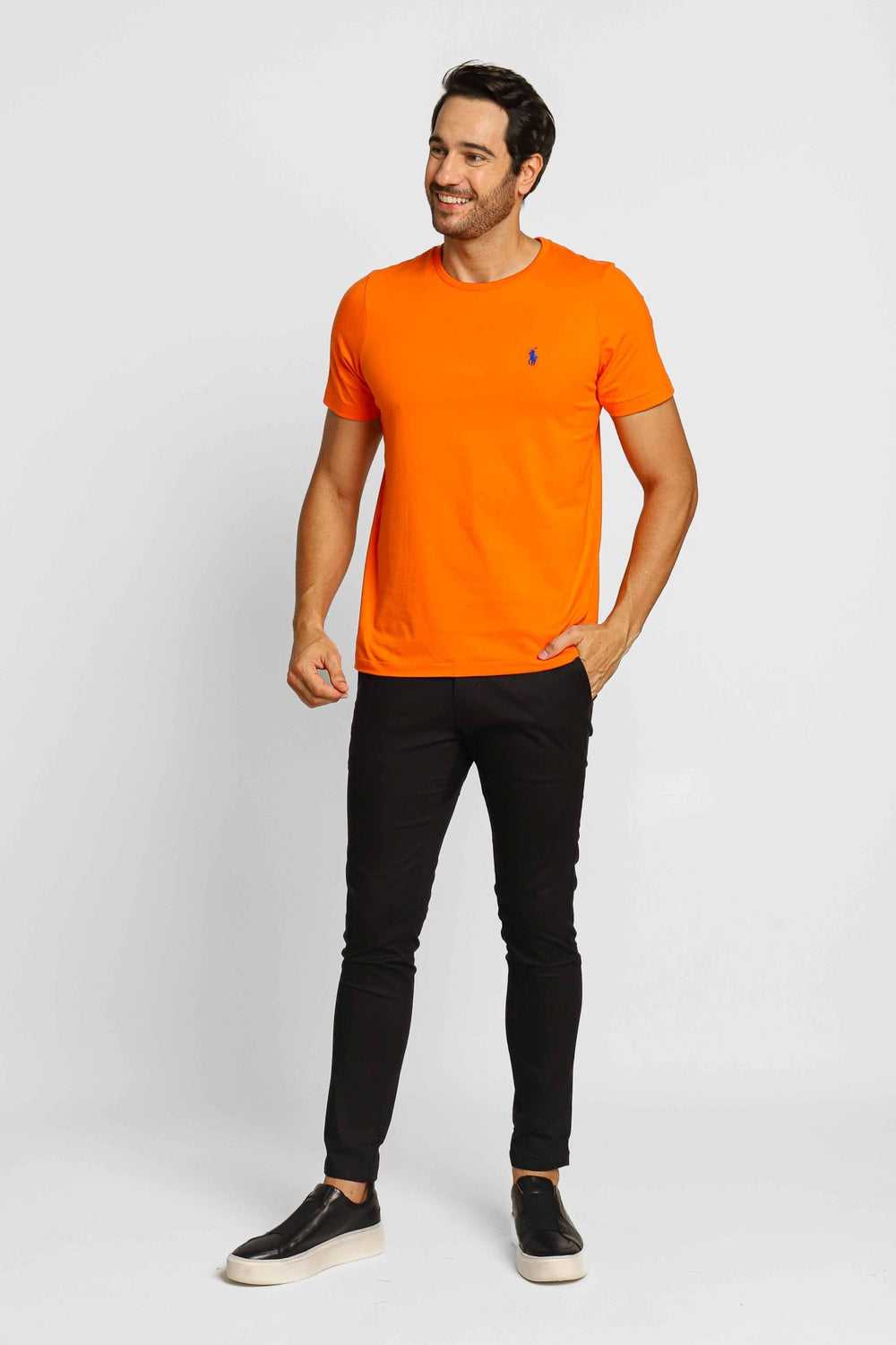 Camiseta Ralph Lauren Laranja Ponei Marinho - LIVE - Henri Store