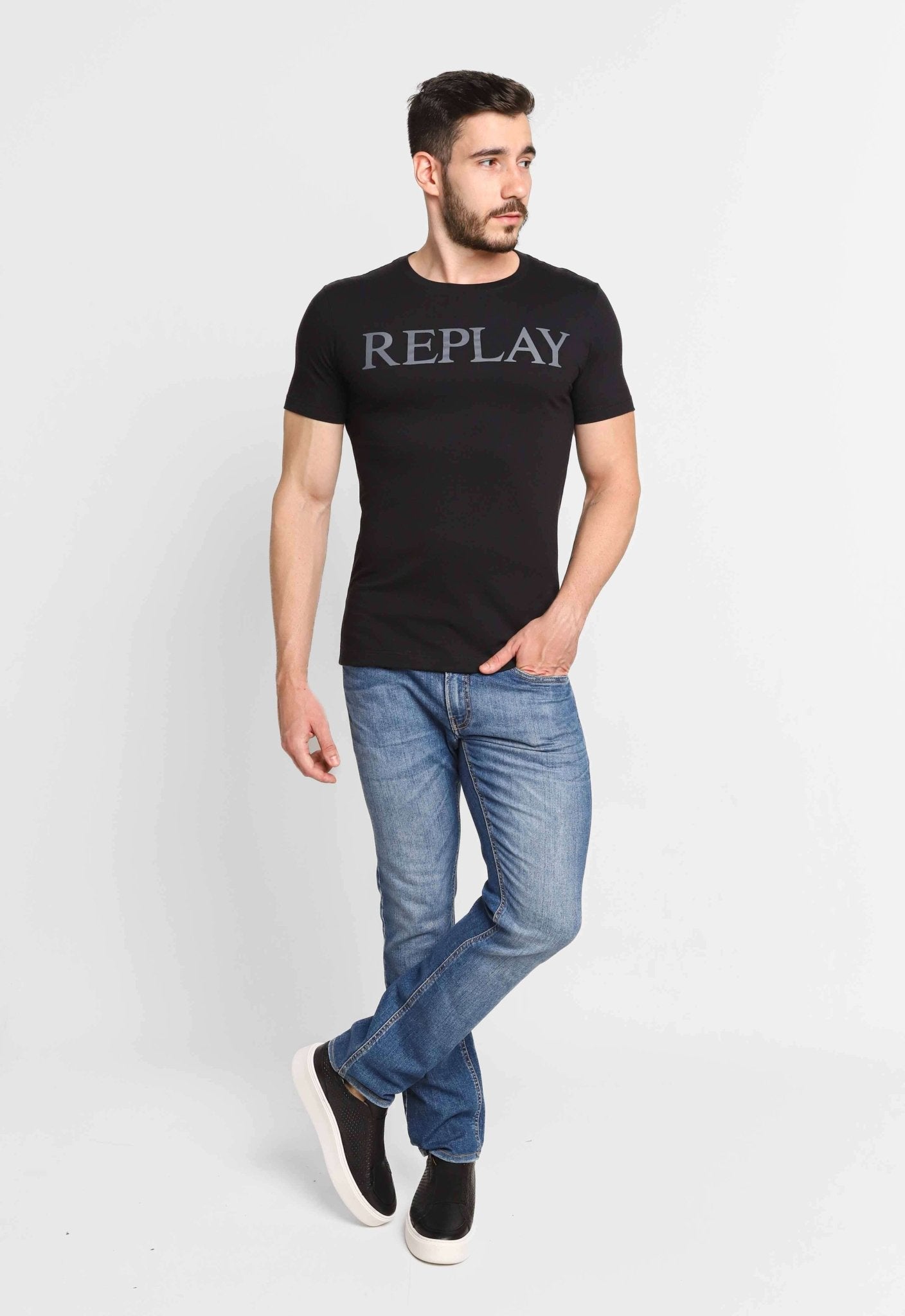 Camiseta Replay Logo Central - Henri Store
