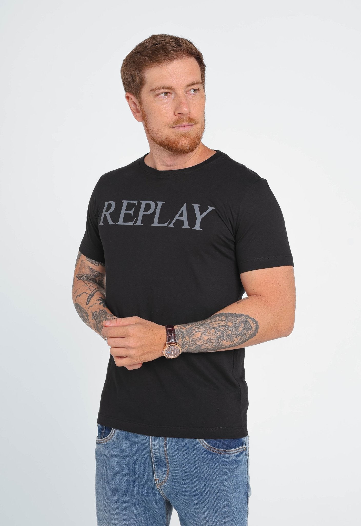 Camiseta Replay Logo Central - Henri Store
