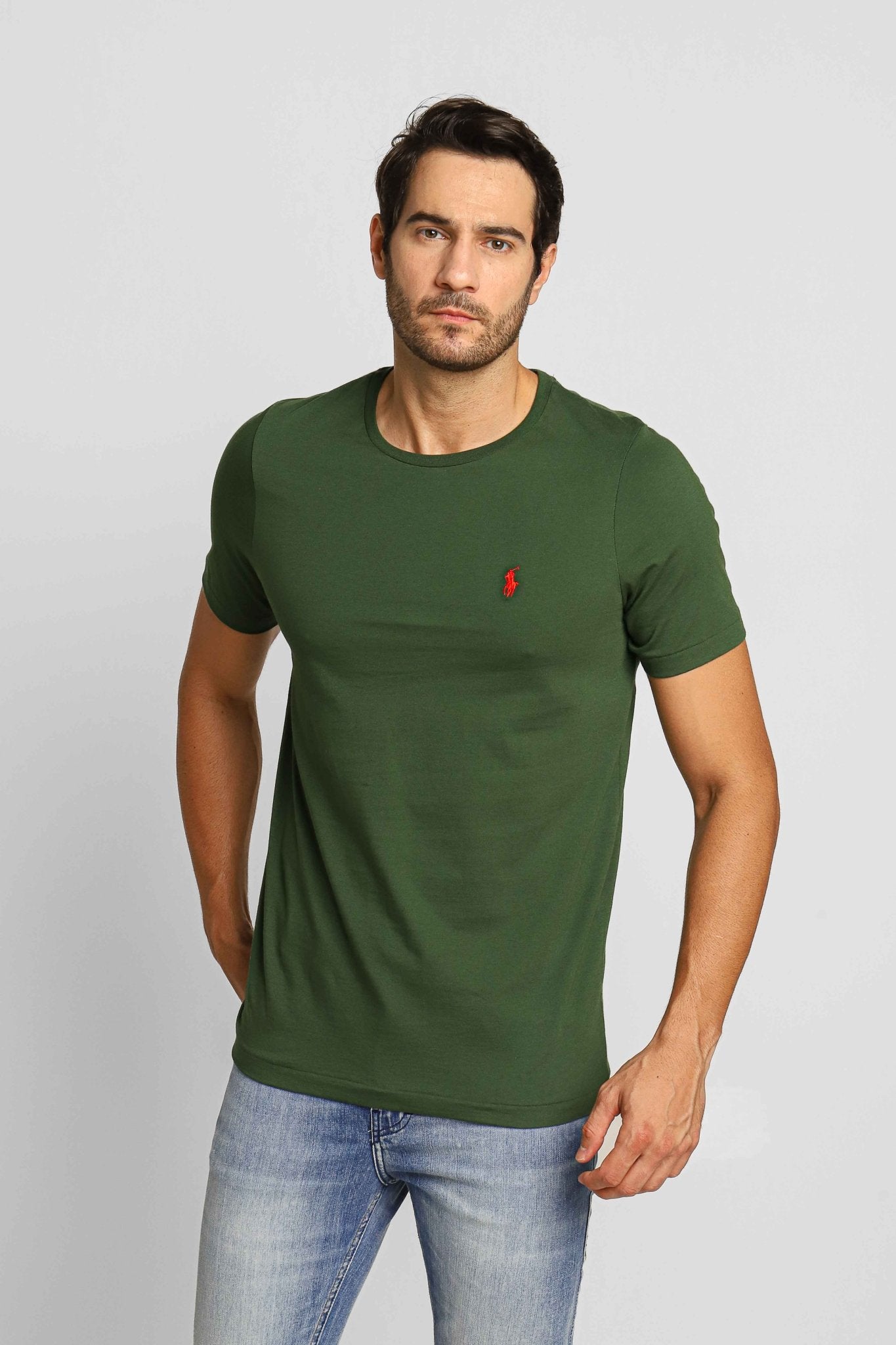 Camiseta RL Verde Militar Small Ponei Vermelho - Henri Store