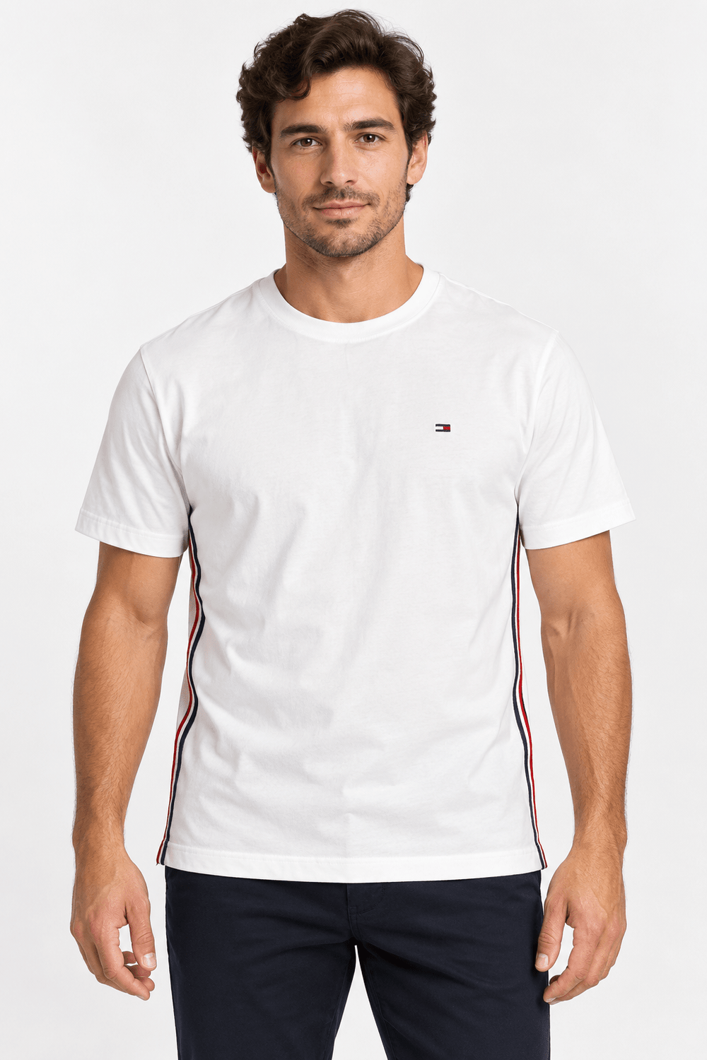 Camiseta Tommy Hilfiger Faixa Lateral Tricolor - Henri Store