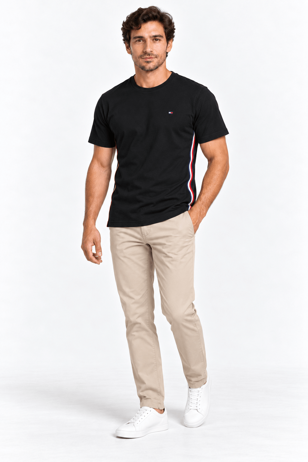 Camiseta Tommy Hilfiger Faixa Lateral Tricolor - Henri Store
