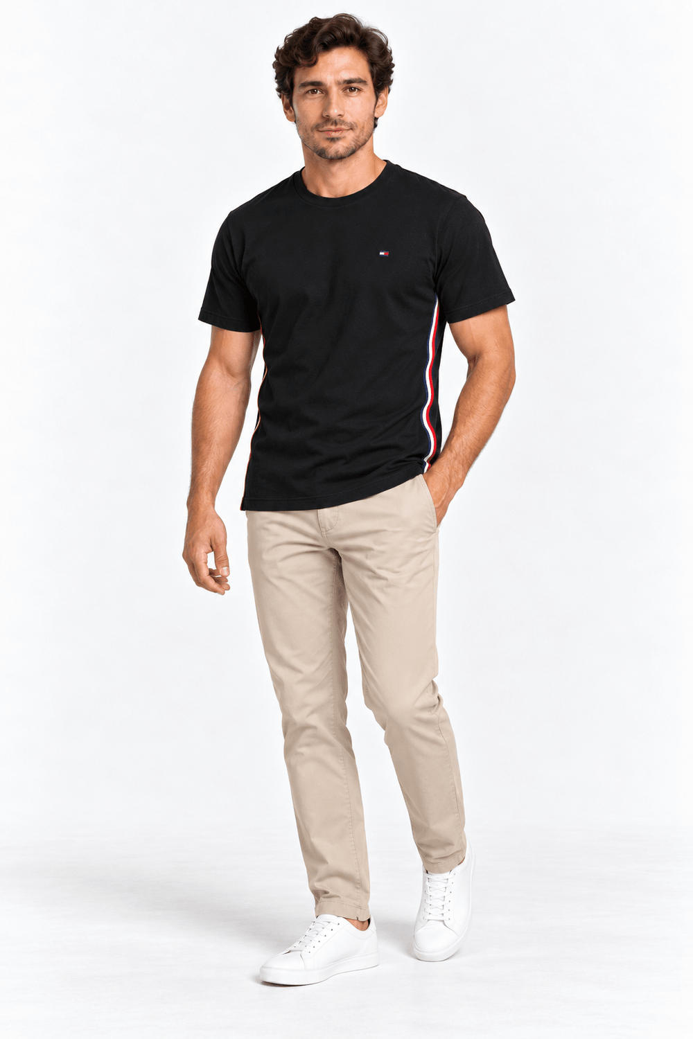 Camiseta Tommy Hilfiger Faixa Lateral Tricolor - Henri Store
