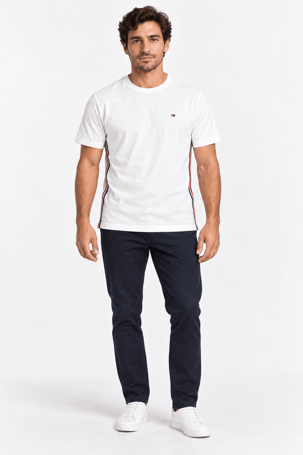 Camiseta Tommy Hilfiger Faixa Lateral Tricolor - Henri Store