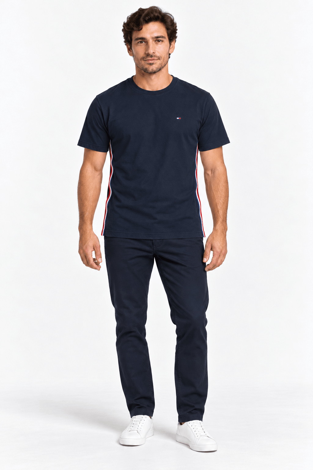 Camiseta Tommy Hilfiger Faixa Lateral Tricolor - Henri Store