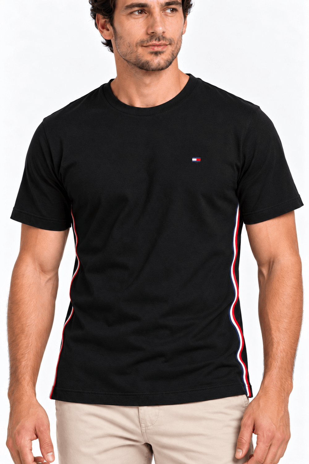 Camiseta Tommy Hilfiger Faixa Lateral Tricolor - Henri Store