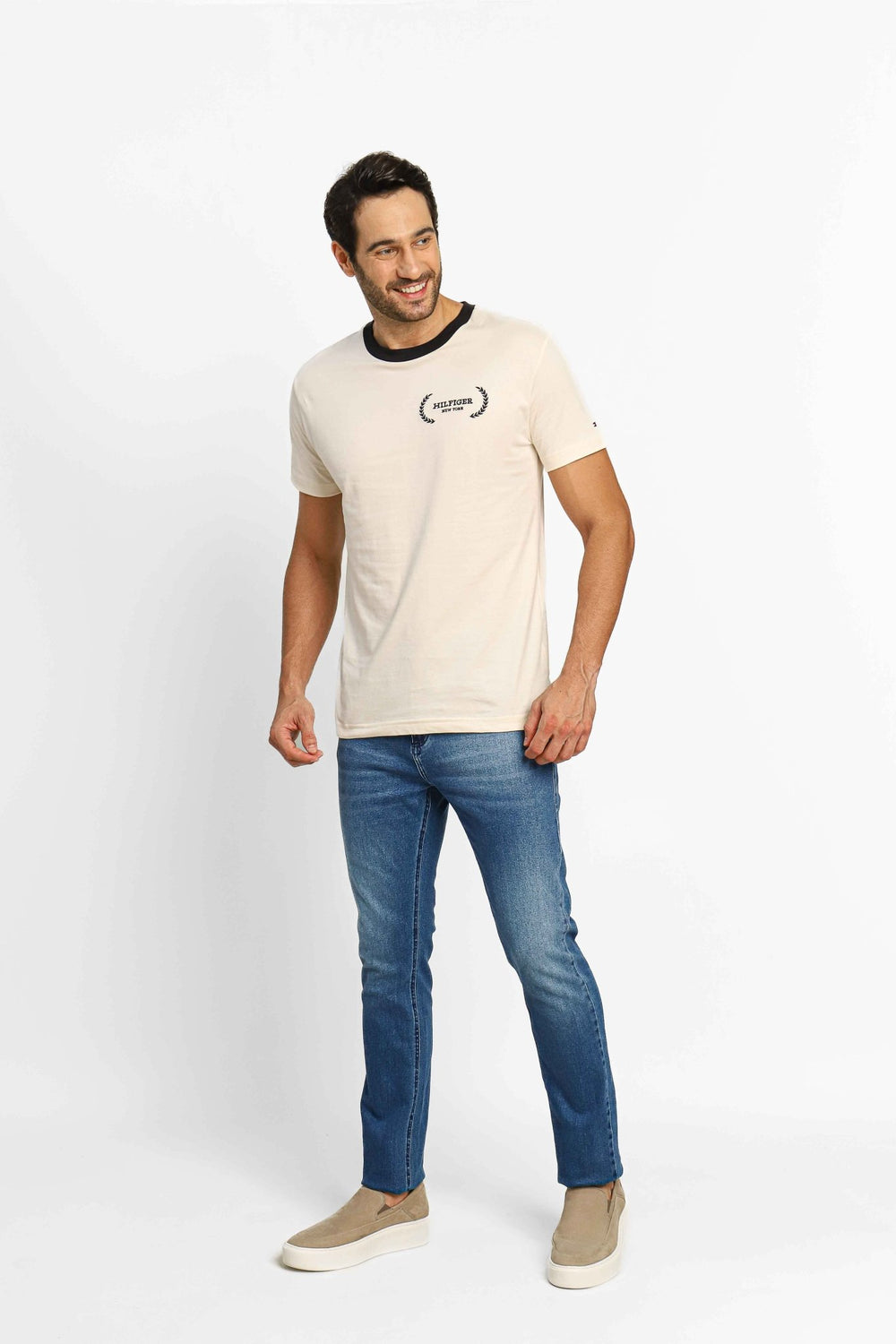 Camiseta Tommy Hilfiger Laurel Tipped Tee Off White - Henri Store