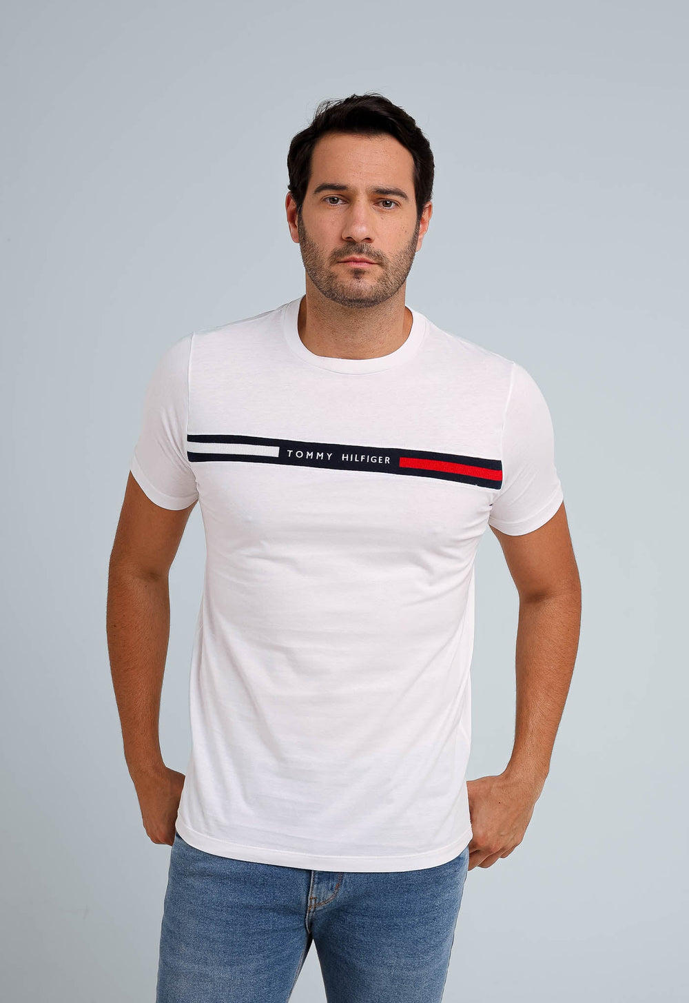 Camiseta Tommy Hilfiger Logo Faixa Colorida - Henri Store