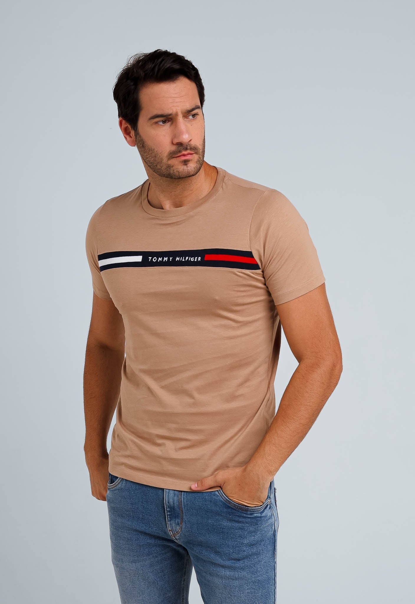 Camiseta Tommy Hilfiger Logo Faixa Colorida - Henri Store
