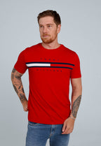 Camiseta Tommy Hilfiger Logo Faixa Tricolor