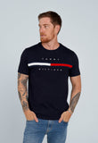 Camiseta Tommy Hilfiger Logo Faixa Tricolor - Henri Store