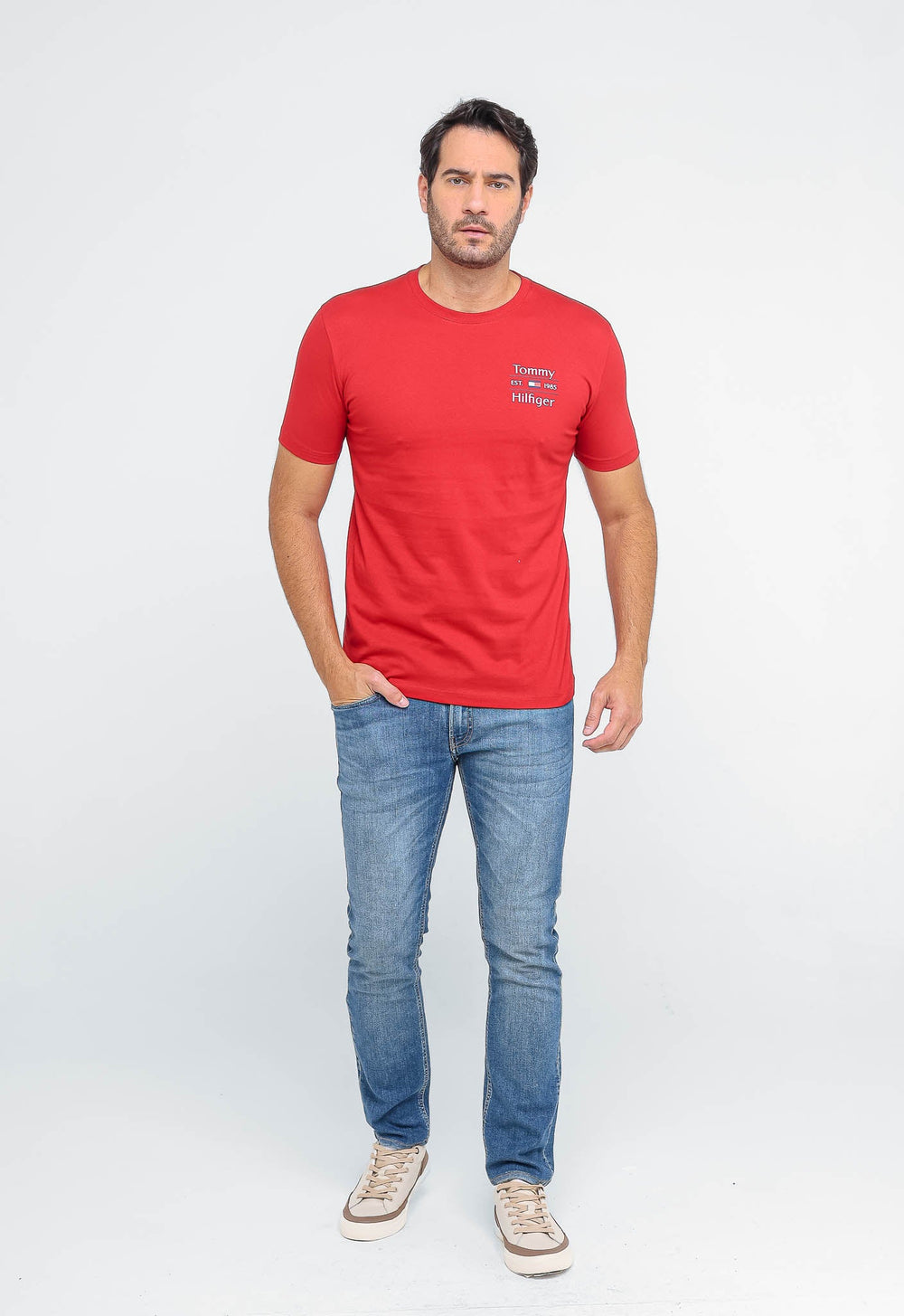 Camiseta Tommy Hilfiger Logo Peito Est. 1985 - Henri Store