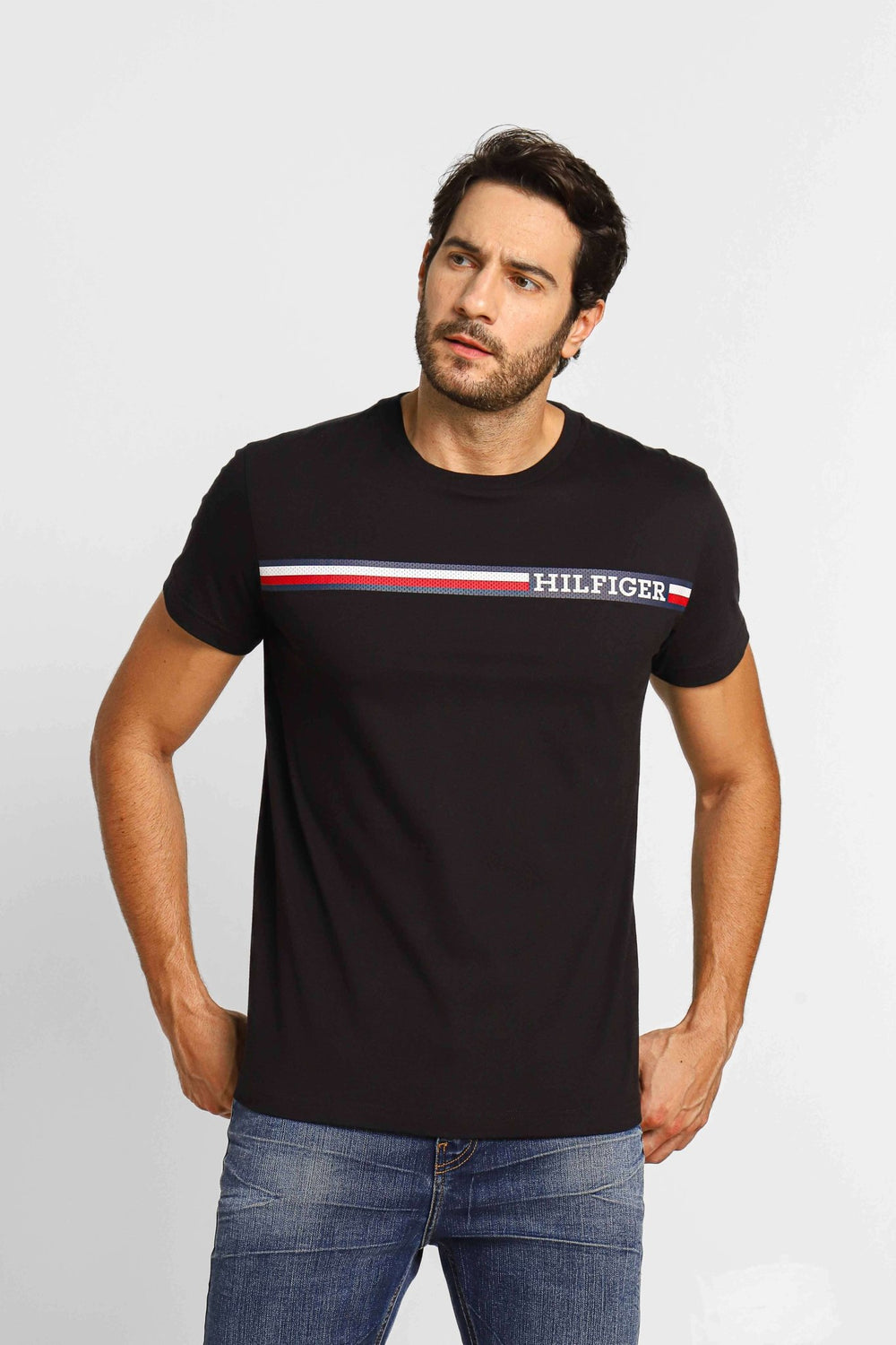 Camiseta Tommy Hilfiger Monotype Chest Stripe Preto - Henri Store