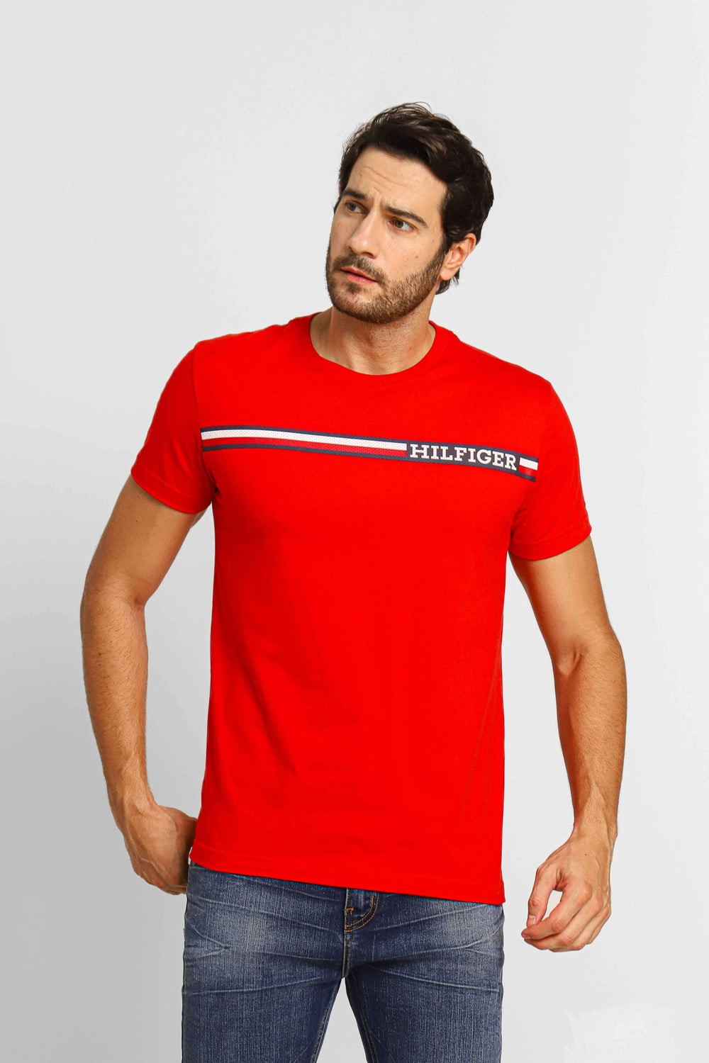 Camiseta Tommy Hilfiger Monotype Chest Stripe Vermelho - Henri Store