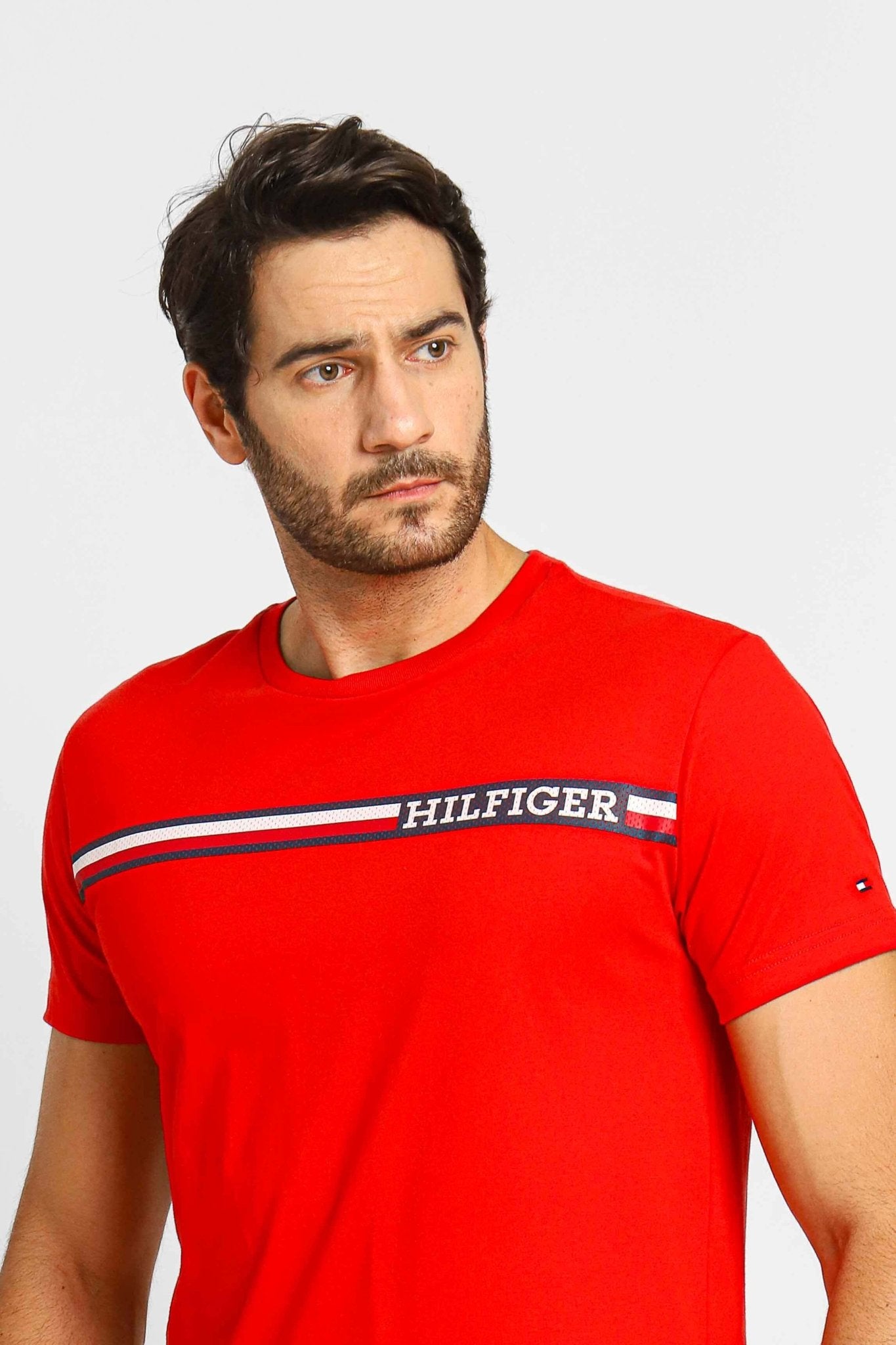 Camiseta Tommy Hilfiger Monotype Chest Stripe Vermelho - Henri Store