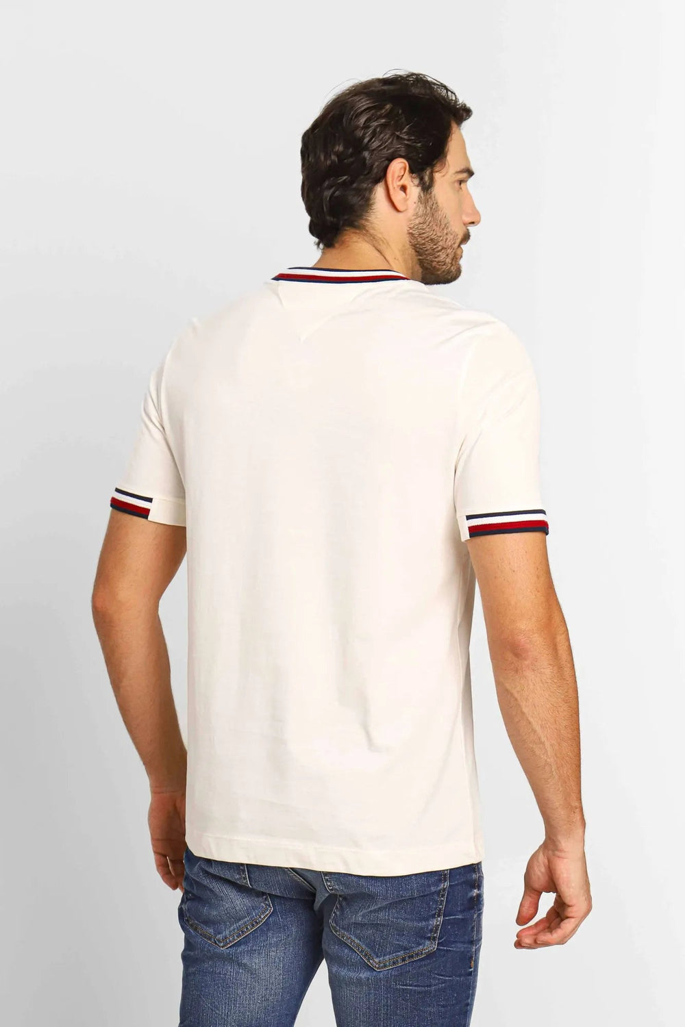 Camiseta Tommy Hilfiger Regular Fit Global Stripe Off White - Henri Store
