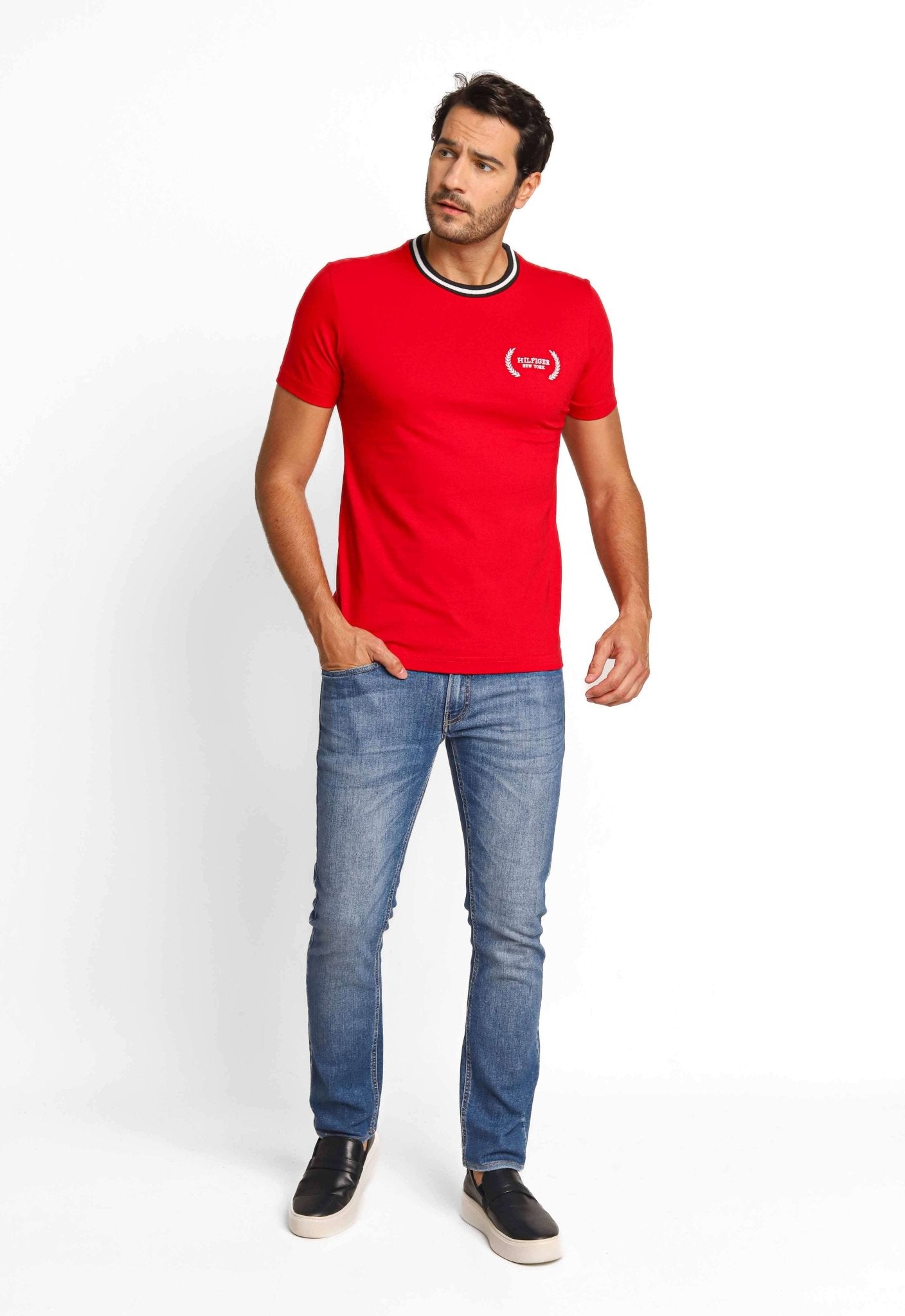 Camiseta Tommy Hilfiger Retilínea Gola - Sale - Henri Store