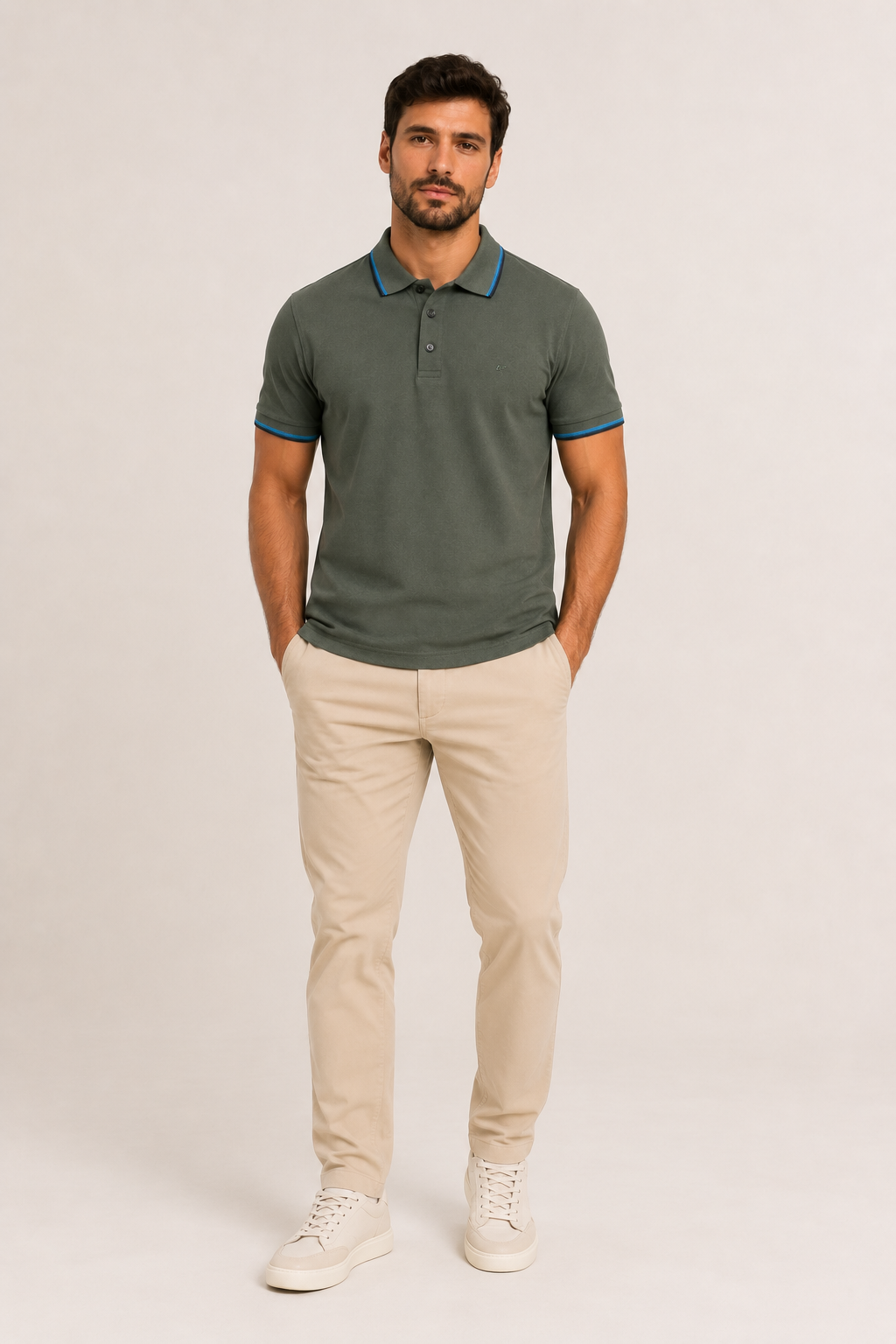 Polo Piquet Classic Ellus Verde Militar Gola
