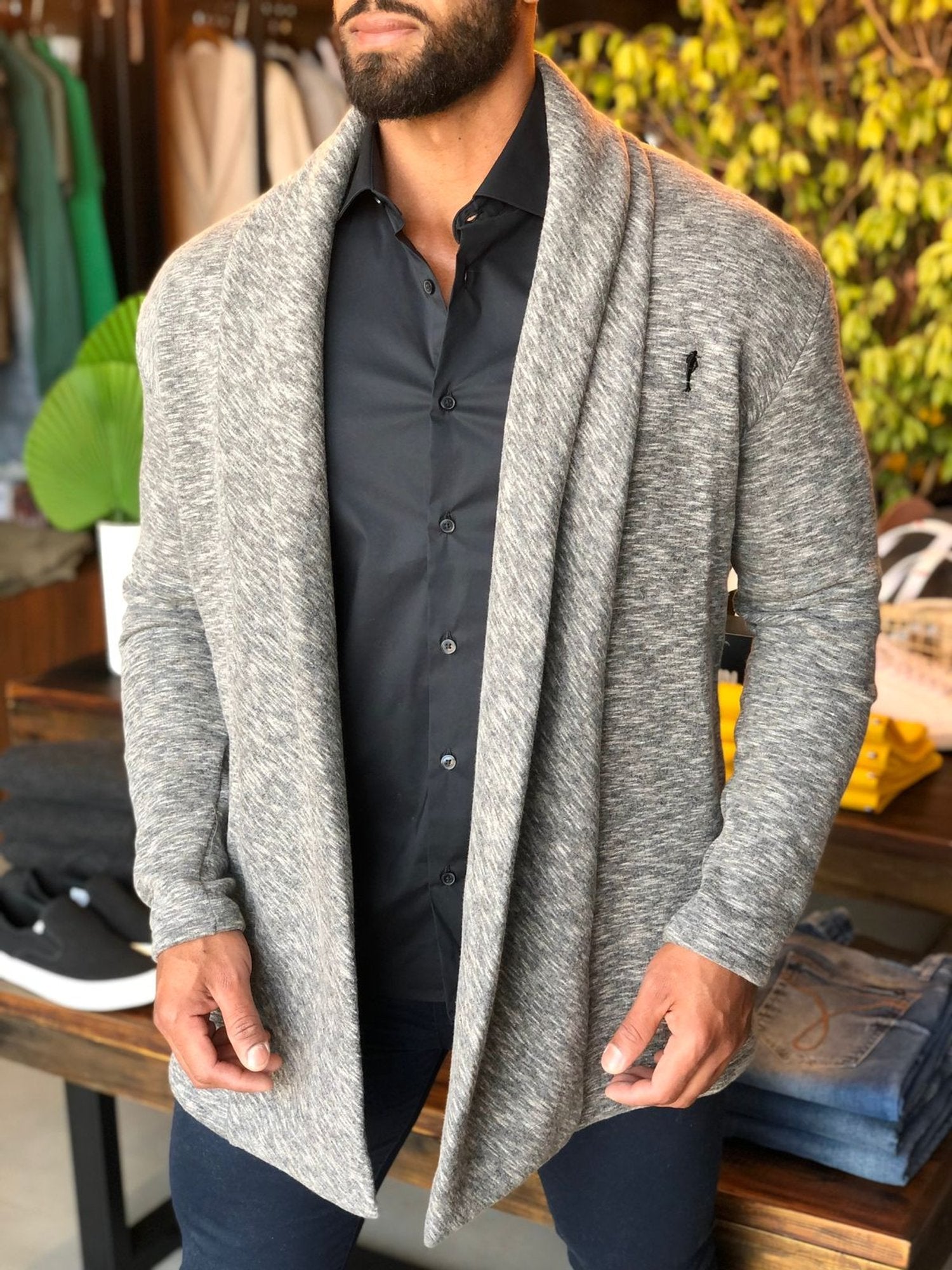 Cardigan Zip Off Chumbo Cor 140 Ref: 00084 - Henri Store