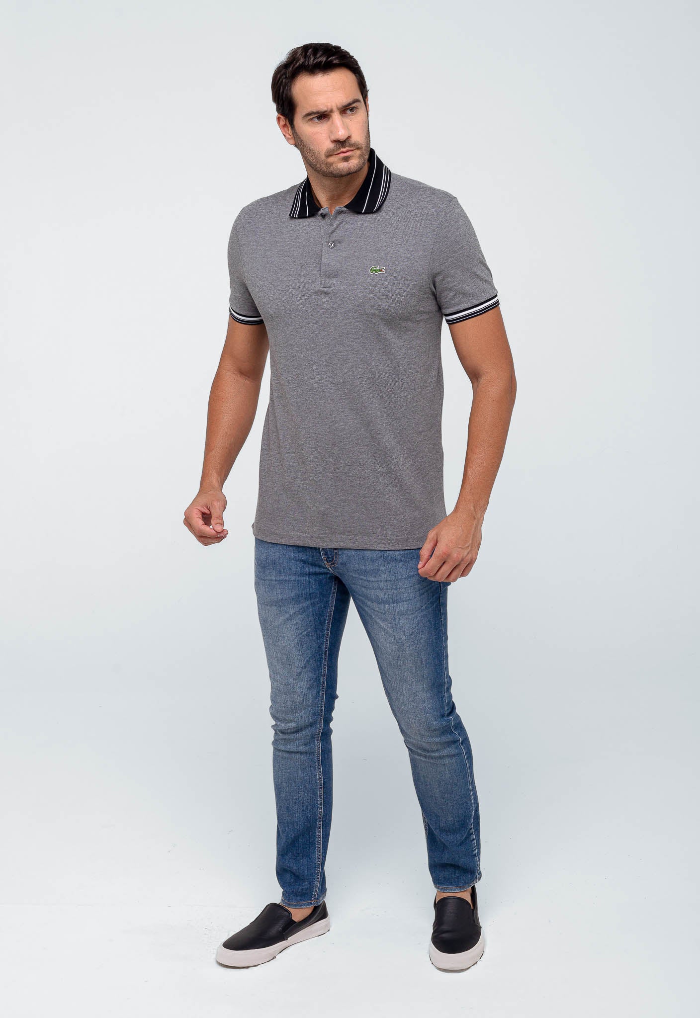 Polo Masculina Regular Fit Lacoste Cinza