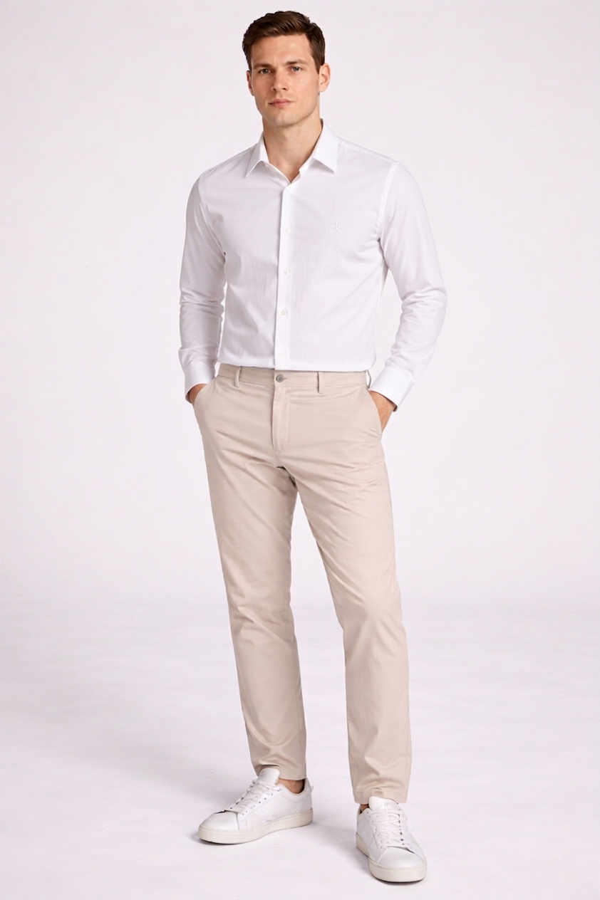 Camisa Calvin Klein Ml Slim Fit Cannes Básica Essential