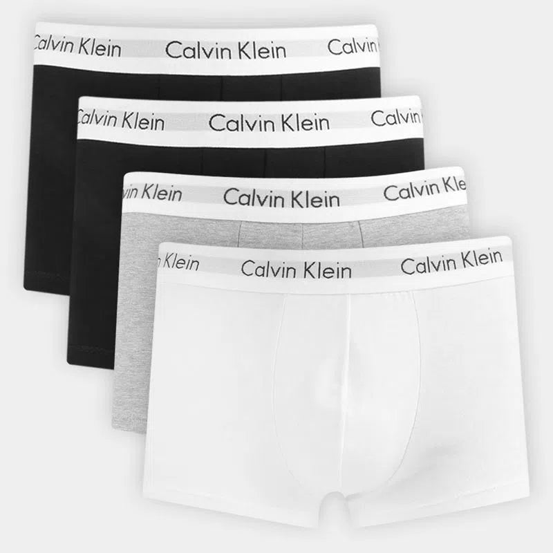 Cueca Calvin Klein Low Rise Trunk Kit C/ 4 Preta/Cinza/Branca - Henri Store