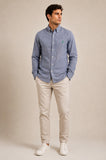 Camisa RL Manga Longa Custom Fit Azul / Small Poney Verde