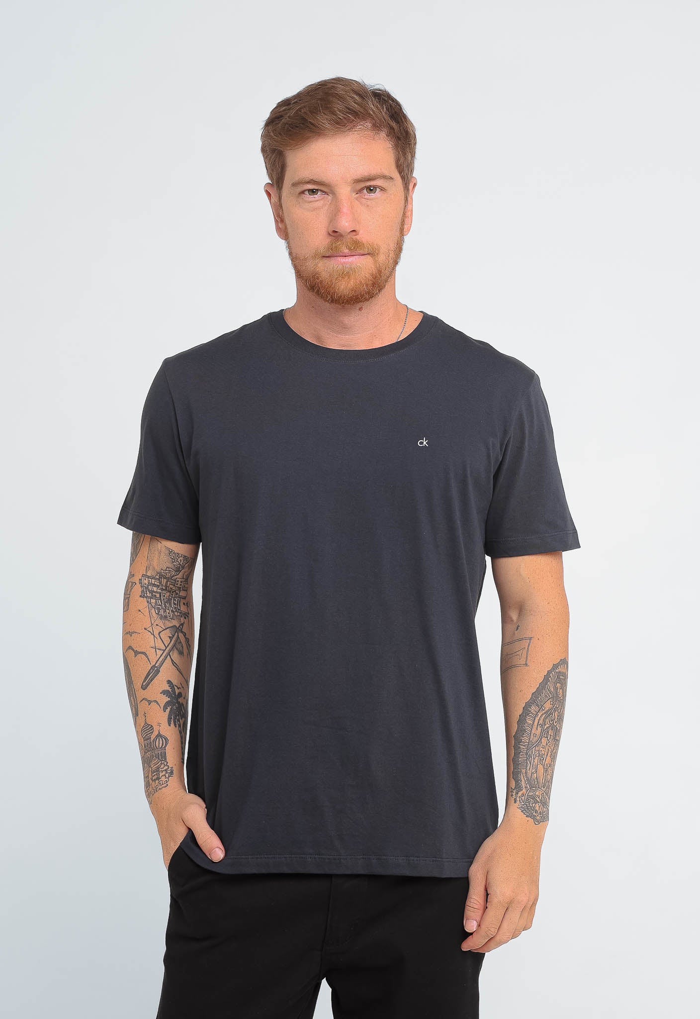 Camiseta Calvin Klein Logo Peito Ck Silkado