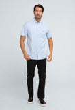 Camisa Tommy Hilfiger Light Oxford Regular Fit Azul Claro Mc