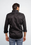 Camisa Dom Henrico Masculina Preta Gola Padre Slim Fit Algodão Egípcio