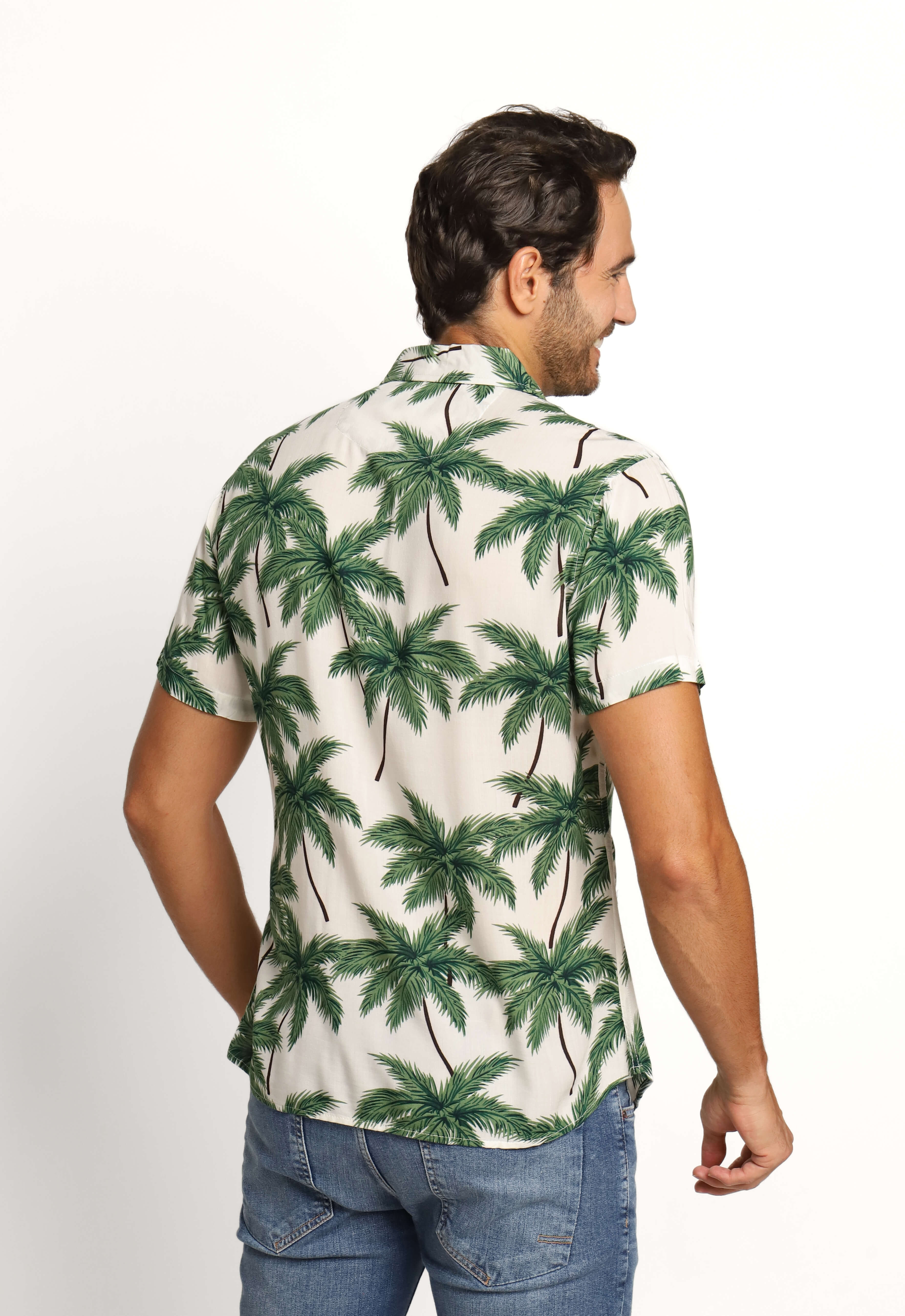 Camisa Zafferano Mc Estampada Branca C/ Verde