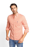 Camisa RL Xadrez Laranja Manga Longa Poney Azul