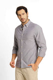 Camisa Tommy Hilfiger ml Regular Fit Oxford Cinza Mescla