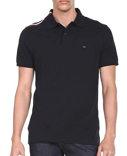 Polo Masculina Regular Fit Tommy Hilfiger Stripe Placement Marinho