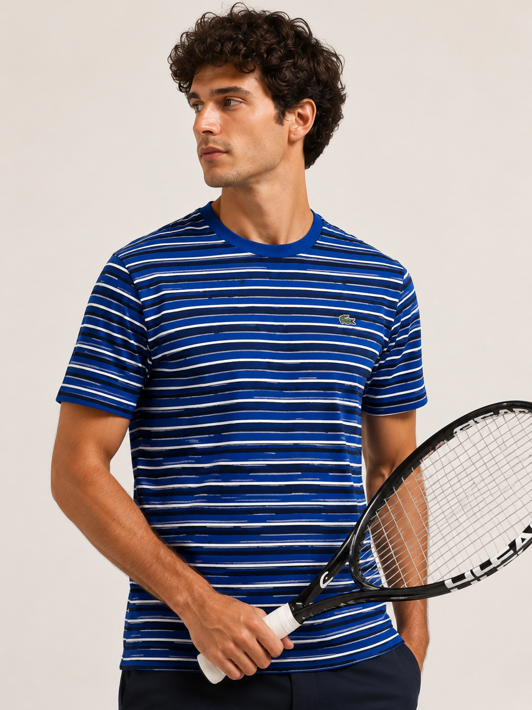 Camiseta Lacoste Listrada Azul - LIVE