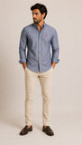 Camisa RL Ml Slim Fit Cinza / Small Poney Rosa