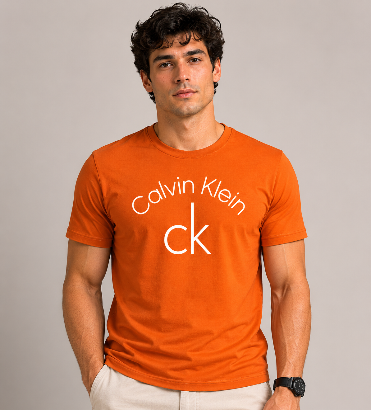 Camiseta Calvin Klein Slim Fit Silk Laranja - LIVE