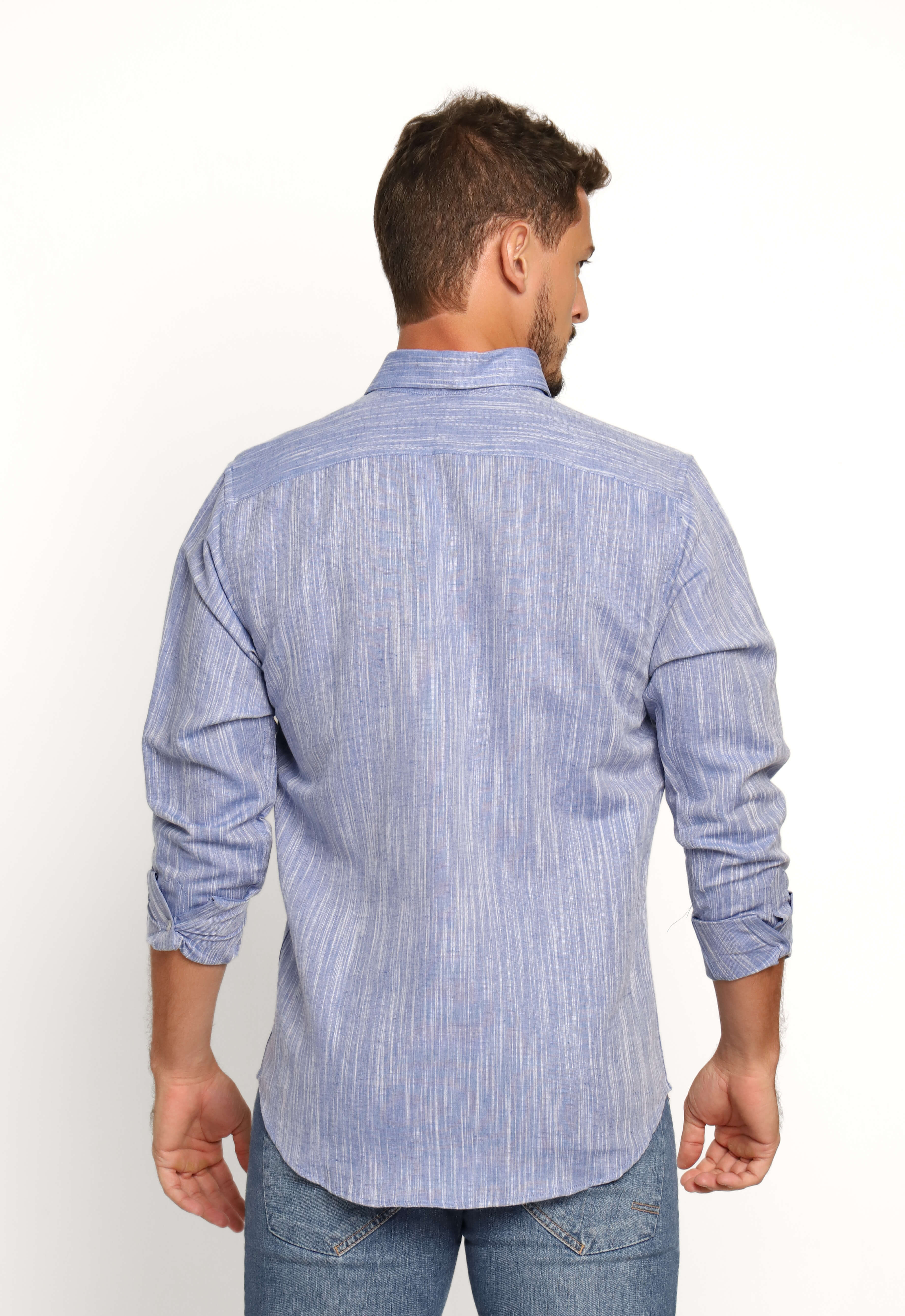 Camisa Dom Henrico Ml Alfaiataria  Azul Mesclado